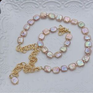 26X60 Handmade Freshwater Baroque Pearl Necklace and Bracelet Set